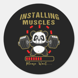 Funny installiert Muscle Panda Weight Lifting Barb Runder Aufkleber