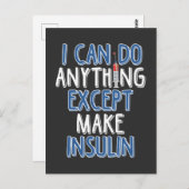 Funny Insulin Diabetic Joke Diabetes Bewusstsein Postkarte (Vorne/Hinten)