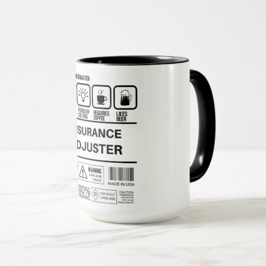 Funny Insurance Adjuster Handling Information Tasse (VorderseiteRechts)