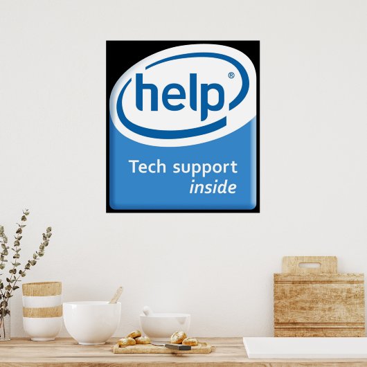 Funny Intel Parody-Logo-Computerunterstützung Poster (Küche)