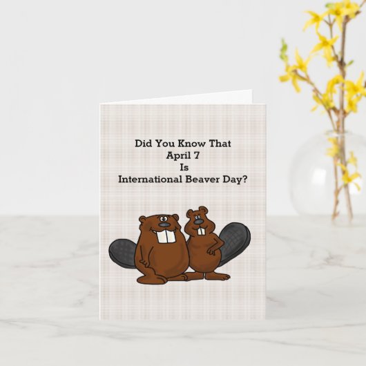 Funny International Beaver Day Card Karte (Gelbe Blume)