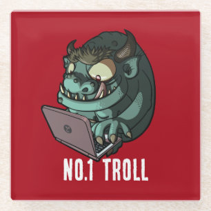 Funny Internet Troll Nummer 1 Troll Laptop Cartoon Glasuntersetzer
