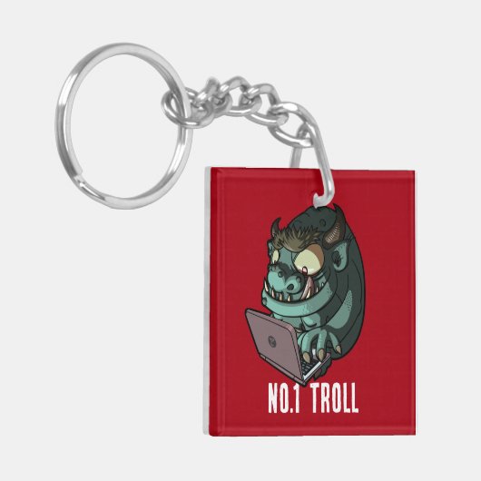 Funny Internet Troll Nummer 1 Troll Laptop Cartoon Schlüsselanhänger (Vorderseite links)