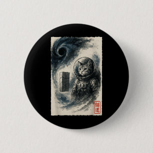 Funny Interstellar Cat Astronaut Kitten Space Sci- Button