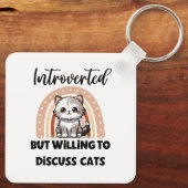 Funny Introvert Cat Lover Quote Schlüsselanhänger (Rückseite)