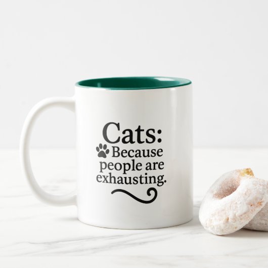Funny Introvert Cat Lover Zweifarbige Tasse (Mit Donut)