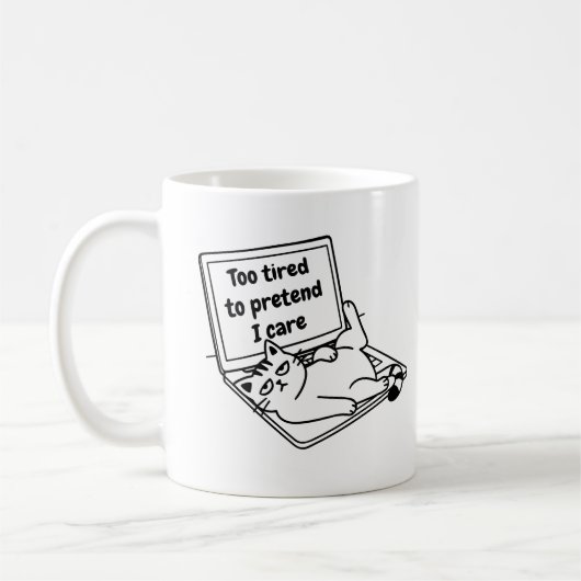 Funny Introvert Cat Mug – Too Tired To Care Kaffeetasse (Links)