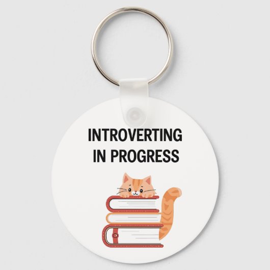 Funny "Introvert in Progress" with Cat Schlüsselanhänger (Vorderseite)