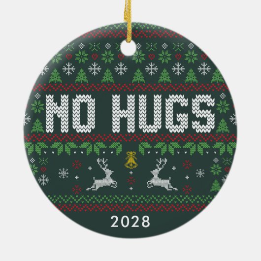 Funny Introvert No Hugs Ugly Weihnachtssüßer Keramik Ornament (Hinten)