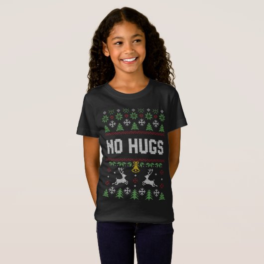 Funny Introvert No Hugs Ugly Weihnachtssüßer T-Shirt (Vorne ganz)