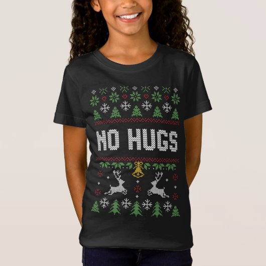 Funny Introvert No Hugs Ugly Weihnachtssüßer T-Shirt (Vorderseite)