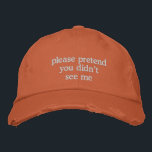 Funny Introvert Sassy Antisocial Spaß Snark Bestickte Baseballkappe<br><div class="desc">Dieser bedrückte rostorange Papa hat bestickten weißen Text, der perfekt die Stimmung eines jeden, der unbemerkt bleiben will, einfängt. Mit seinem Vintagen Ambiente und seinem selbstbewussten Spaß ist es das ultimative Accessoire für Introvertierte, antisoziale Errungenschaften oder die Vermeidung von Überraschungsläufen. Ideal für lässige Tage, gemütliche Outfits oder Geschenke an jemanden,...</div>