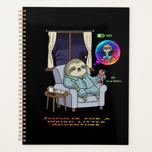 Funny Introvertieren Sloth Low Social Battery Adve Planer (Vorderseite)