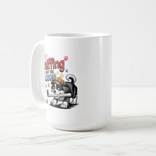 Funny Investigation Dog Design Kaffeetasse (Vorderseite Links)
