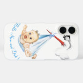 Funny iPhone Case mit Stork Carry Baby (Rückseite (Horizontal))