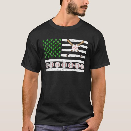 Funny Irish American Flag Baseball St. Patrick's D T-Shirt (Vorderseite)