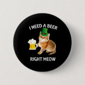 Funny Irish Beer Cat St Patricks Day Drinking With Button (Vorderseite)