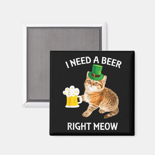 Funny Irish Beer Cat St Patricks Day Drinking With Magnet (Vorderseite/Rückseite)