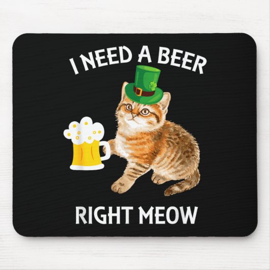 Funny Irish Beer Cat St Patricks Day Drinking With Mousepad (Vorne)