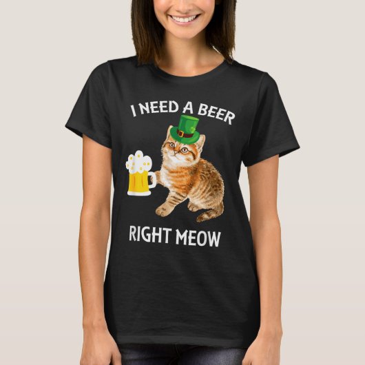 Funny Irish Beer Cat St Patricks Day Drinking With T-Shirt (Vorderseite)