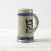Funny Irish Beer Stein - Can't Drink Bacon Humor Bierglas (VorderseiteRechts)