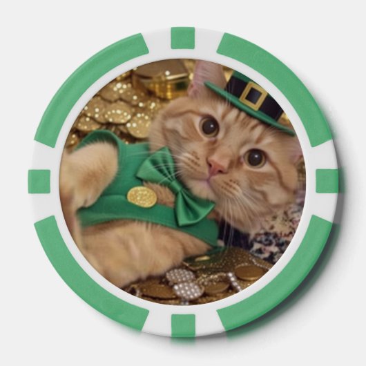 Funny Irish Cat Lucky Poker Chip (Vorderseite)