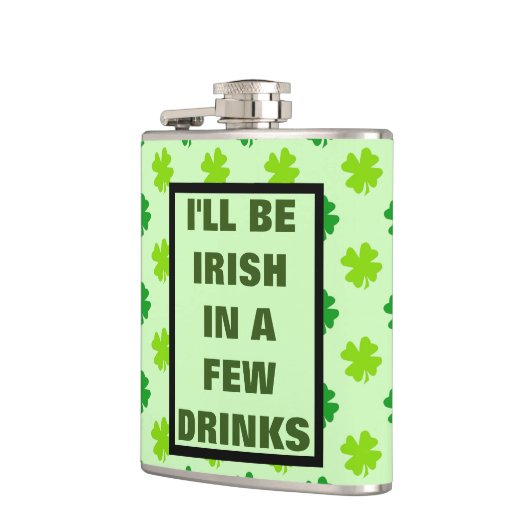 Funny Irish Drink Spaß Zitat Booze Whiskey Fla Flachmann (Links)