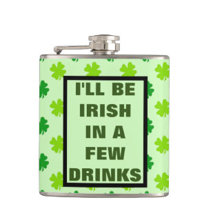 Funny Irish Drink Spaß Zitat Booze Whiskey Fla Flachmann
