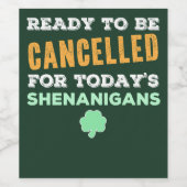 Funny Irish Drinking Shenanigans storniert Zitat Weinetikett (Einzelnes Label)