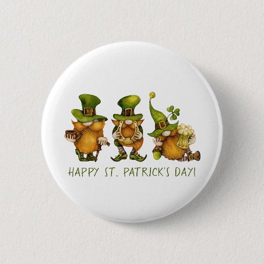 Funny Irish Gnomes Happy St Patrick's Day Button (Vorderseite)