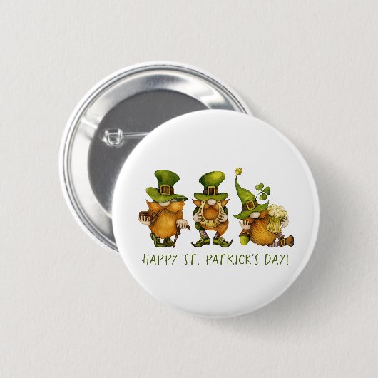 Funny Irish Gnomes Happy St Patrick's Day Button (Vorne & Hinten)