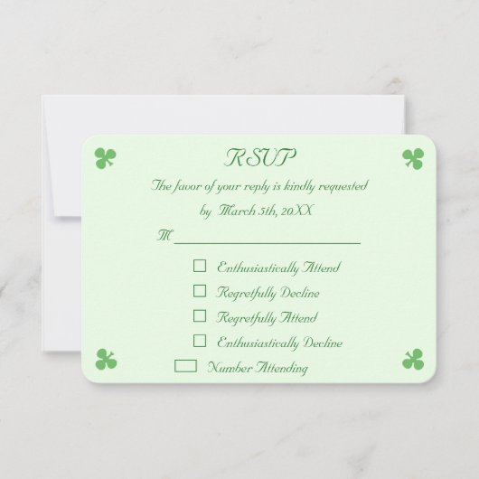 Funny Irish Green Wedding RSVP Einladungskarte (Vorderseite)