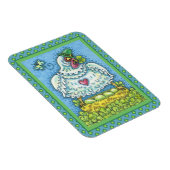 FUNNY IRISH HEN, GRÜNE EIER UND KLEEBLÄTTER NIEDLI MAGNET (Rechte Seite)