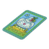 FUNNY IRISH HEN, GRÜNE EIER UND KLEEBLÄTTER NIEDLI MAGNET (Linke Seite)