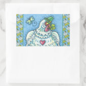 FUNNY IRISH HEN, GRÜNE EIER UND KLEEBLÄTTER NIEDLI RECHTECKIGER AUFKLEBER (Tasche)