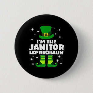 Funny Irish Janitor Leprechaun Happy St Patricks D Button