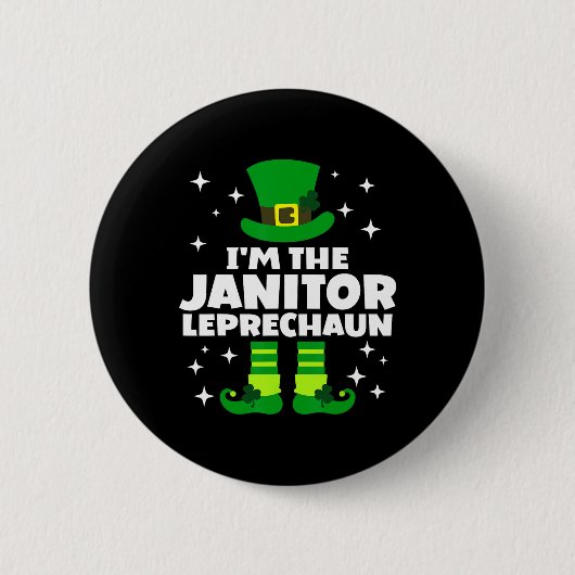 Funny Irish Janitor Leprechaun Happy St Patricks D Button (Vorderseite)
