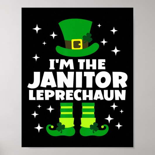 Funny Irish Janitor Leprechaun Happy St Patricks D Poster (Vorne)