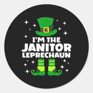 Funny Irish Janitor Leprechaun Happy St Patricks D Runder Aufkleber