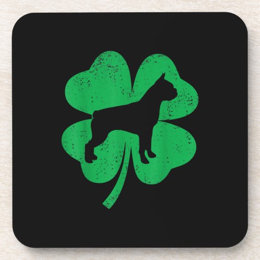 Funny Irish Kleeblatt Leaf Boston Terrier Getränkeuntersetzer (Vorderseite)