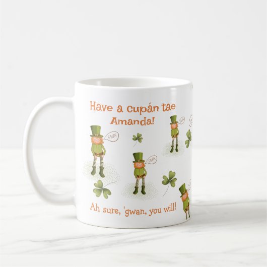 Funny Irish Language Leprechaun Tasse (Links)
