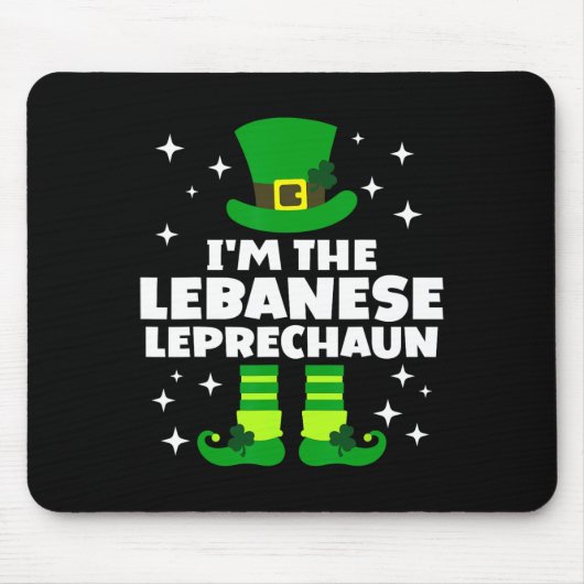 Funny Irish Lebynese Leprechaun St Patricks Day Ir Mousepad (Vorne)