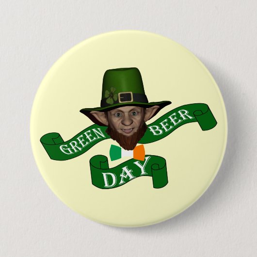 Funny Irish Leprechaun Button (Vorderseite)