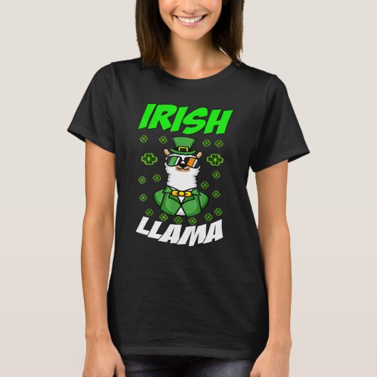 Funny Irish Llama Alpaca Face Niedlich St Patrick  T-Shirt (Vorderseite)