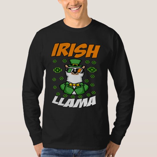 Funny Irish Llama Alpaca Face Niedlich St Patrick T-Shirt (Vorderseite)