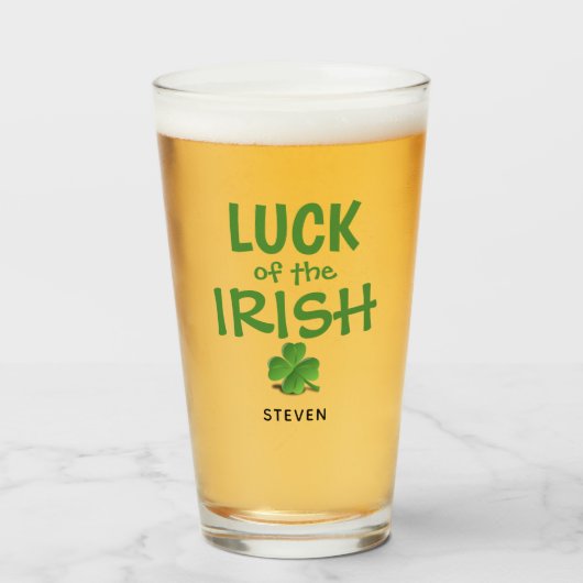 Funny Irish Luck Green Kleeblatt Personalisiert Be Glas (Vorne (Gefüllt))