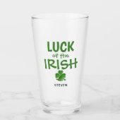 Funny Irish Luck Green Kleeblatt Personalisiert Be Glas (Vorderseite)