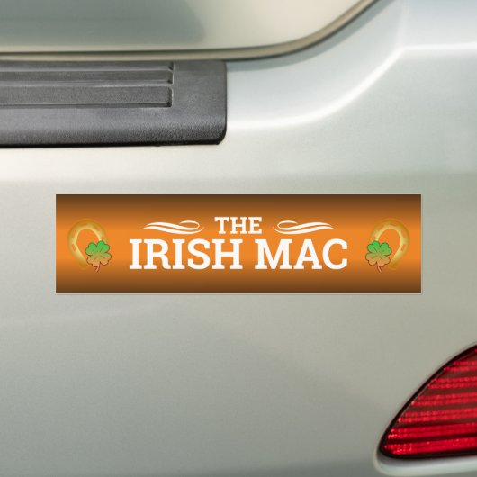 FUNNY IRISH MAC | WEISSER Text auf ORANGE Autoaufkleber (Auf Auto)