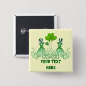Funny Irish octopi St Patrick's Day Button (Vorne & Hinten)