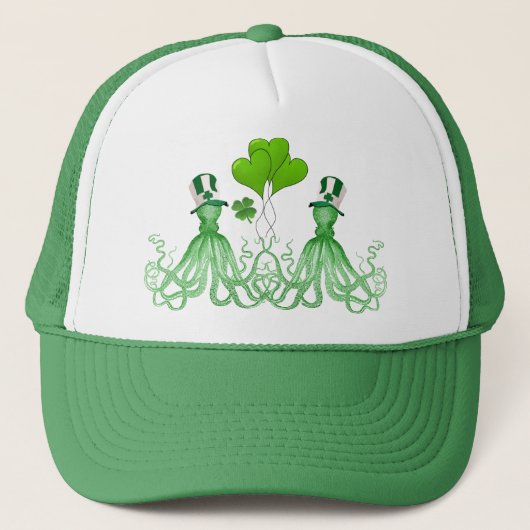 Funny Irish octopi St Patrick's Day Truckerkappe (Vorderseite)